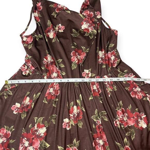 Torrid Mini Studio Knit Sleeveless Cowl Neck Floral Dress Brown Red Pink NWT Sz0 - Picture 8 of 11